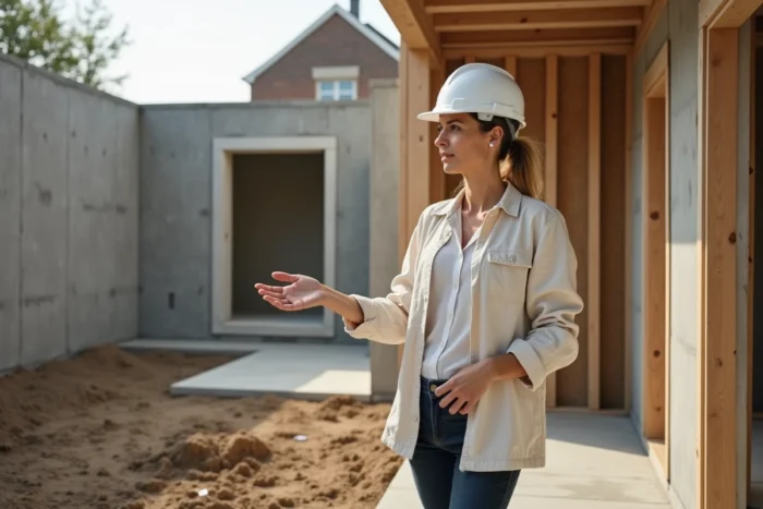 Maître d'œuvre sur un chantier d'extension de maison en construction dans les Yvelines